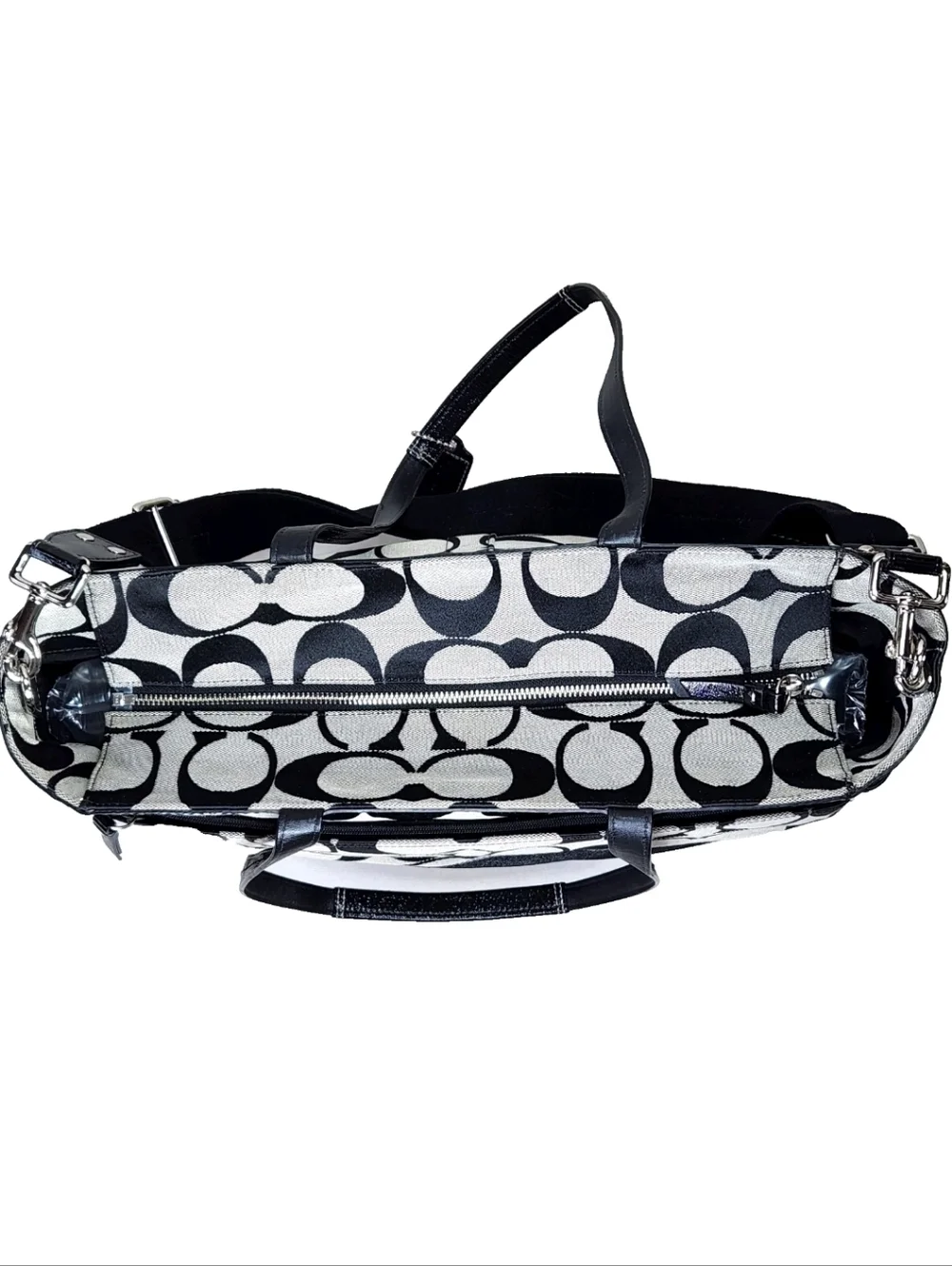 COACH Signature C Jacquard Tote Black Gray Baby Diaper Bag B1076-F13802